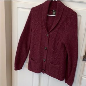 Eddie Bauer button burgundy cardigan sweater